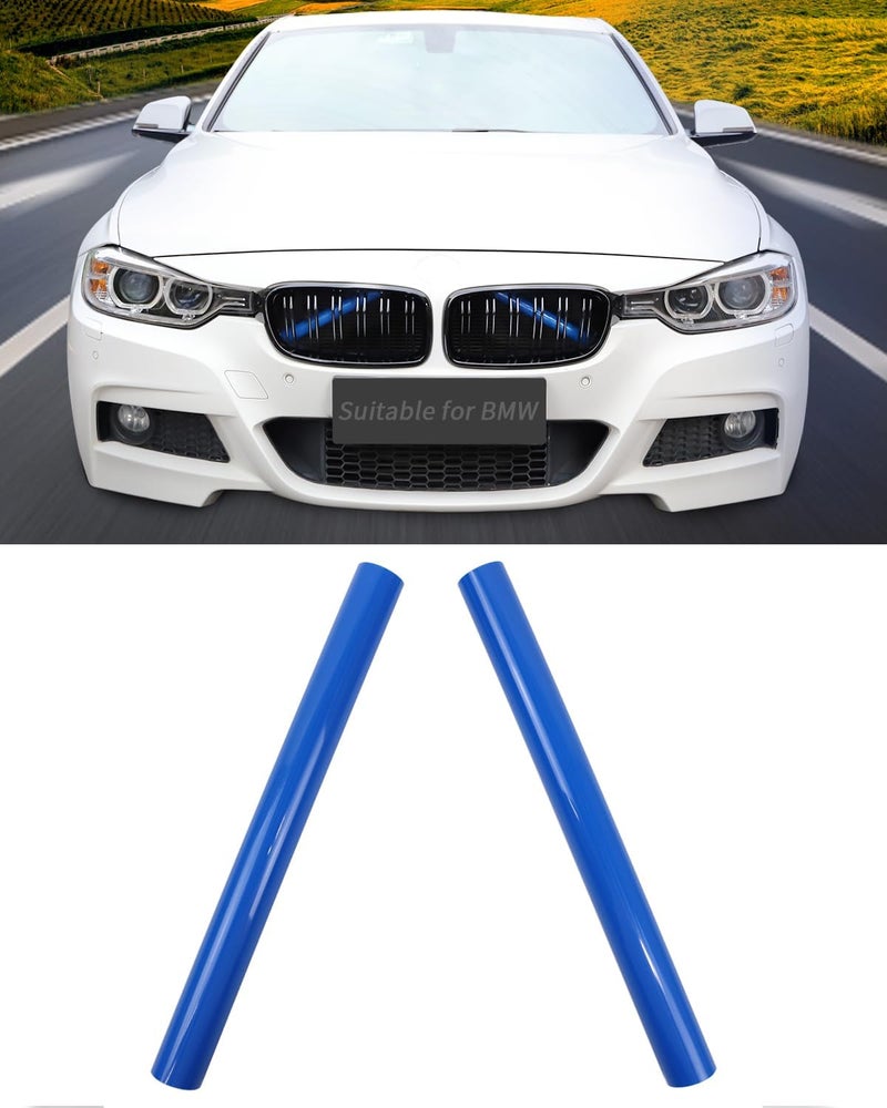SHSBSCAR M-Sport V Brace Grille Inserts Stripes Trim, Compatible with BMW 3/4 Series F30 F32 320 328i 330 335 428 435 Front Grille Trim Stripes Cover(Blue) - Image 1